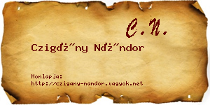 Czigány Nándor névjegykártya